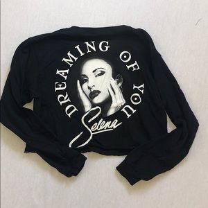 Selena black long sleeve crop top